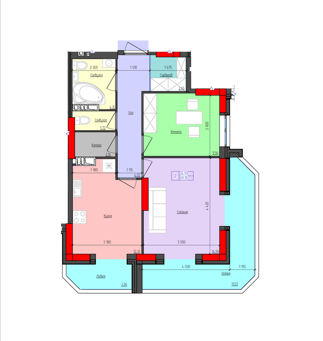 2-комнатная 69.35 м² в ЖК Мистецькі Ворота от 21 000 грн/м², Житомир