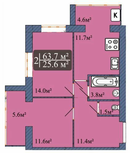 2-кімнатна 63.7 м² в ЖК Мрія на Покровській від 12 300 грн/м², Житомир