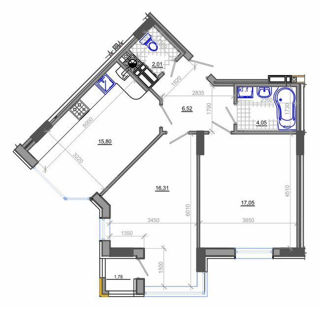 2-комнатная 62.27 м² в ЖК Фаворит от 17 400 грн/м², Житомир