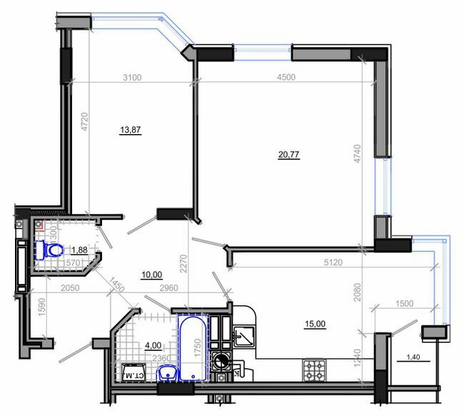 2-кімнатна 66.22 м² в ЖК Фаворит від 17 400 грн/м², Житомир