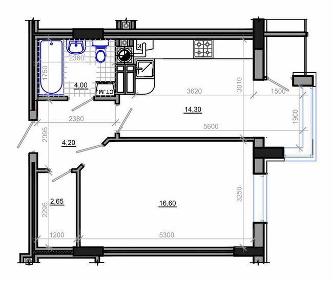 1-кімнатна 42.45 м² в ЖК Фаворит від 16 900 грн/м², Житомир