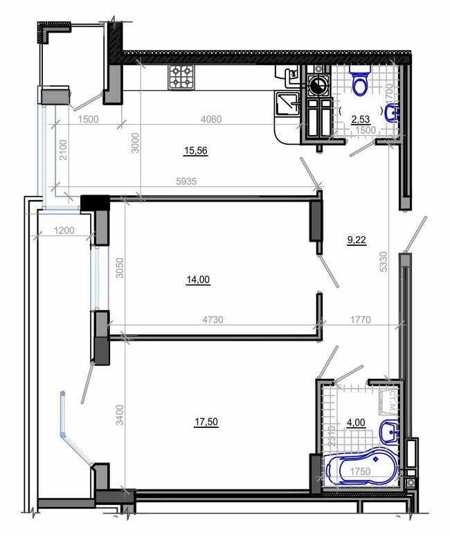 2-кімнатна 65.21 м² в ЖК Фаворит від 17 400 грн/м², Житомир