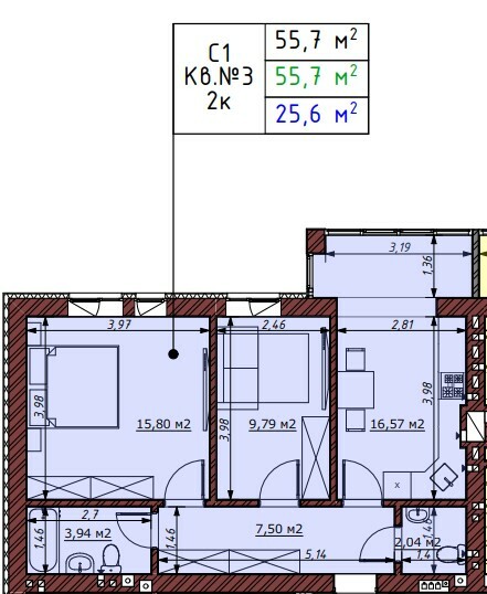 2-комнатная 55.7 м² в ЖК Гостомельские Липки-5 от 12 500 грн/м², пгт Гостомель