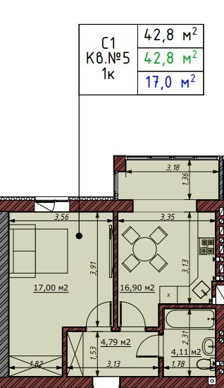 1-комнатная 42.8 м² в ЖК Гостомельские Липки-5 от 12 500 грн/м², пгт Гостомель