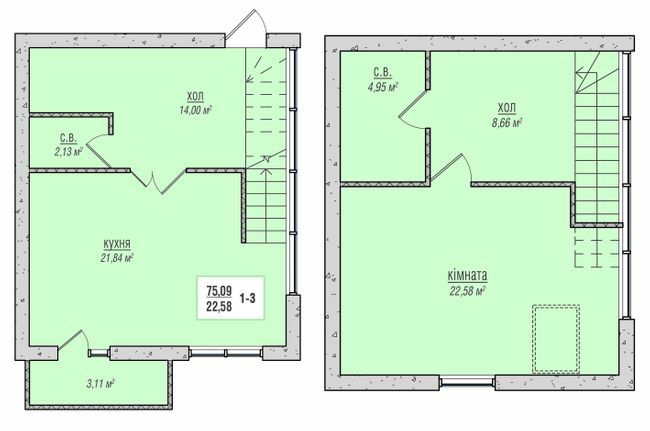 Дворівнева 75.09 м² в ЖК Зелений квартал від 13 500 грн/м², м. Новоград-Волинський