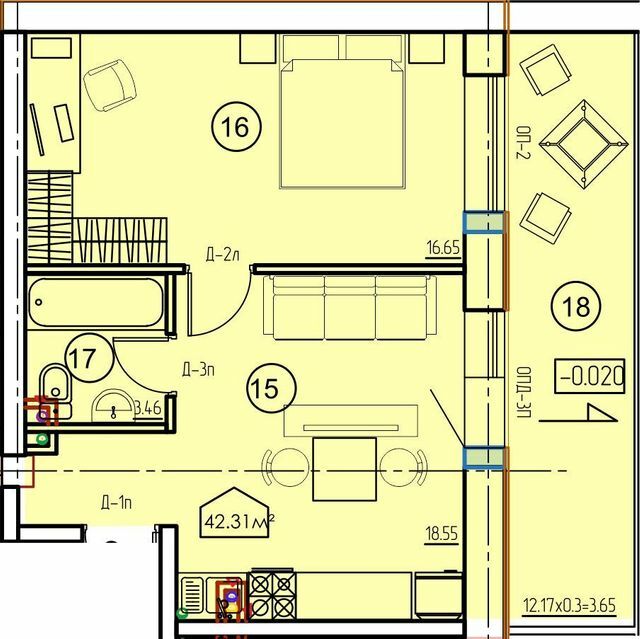 1-кімнатна 42.31 м² в ЖК Arcadia Sky від 28 050 грн/м², Одеса