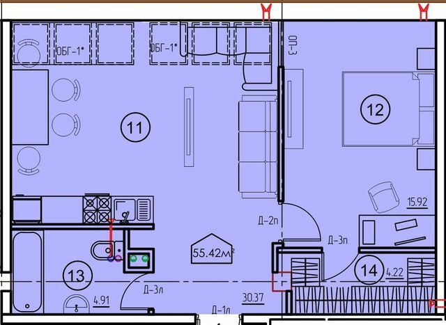 1-кімнатна 55.42 м² в ЖК Arcadia Sky від 28 050 грн/м², Одеса