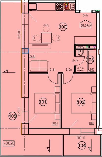 2-кімнатна 58.39 м² в ЖК Arcadia Sky від 35 900 грн/м², Одеса