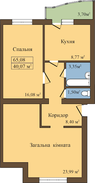 2-кімнатна 65.08 м² в ЖК Садовий від забудовника, смт Попільня