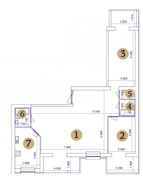 3-кімнатна 122.5 м² в ЖК Резиденція від 17 950 грн/м², Запоріжжя
