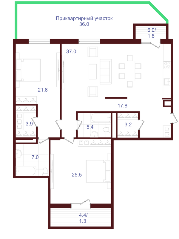3-кімнатна 124.9 м² в ЖК Корона Ренессанса від 23 100 грн/м², Запоріжжя