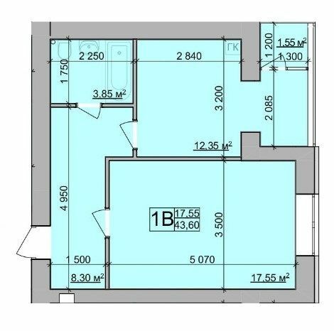 1-комнатная 43.6 м² в ЖК Зоря от застройщика, Винница