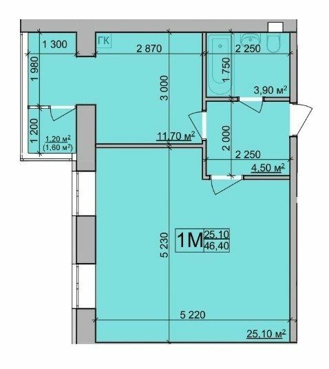 1-комнатная 46.4 м² в ЖК Зоря от застройщика, Винница