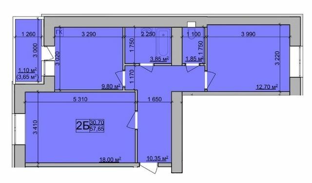 2-комнатная 57.65 м² в ЖК Зоря от 15 700 грн/м², Винница