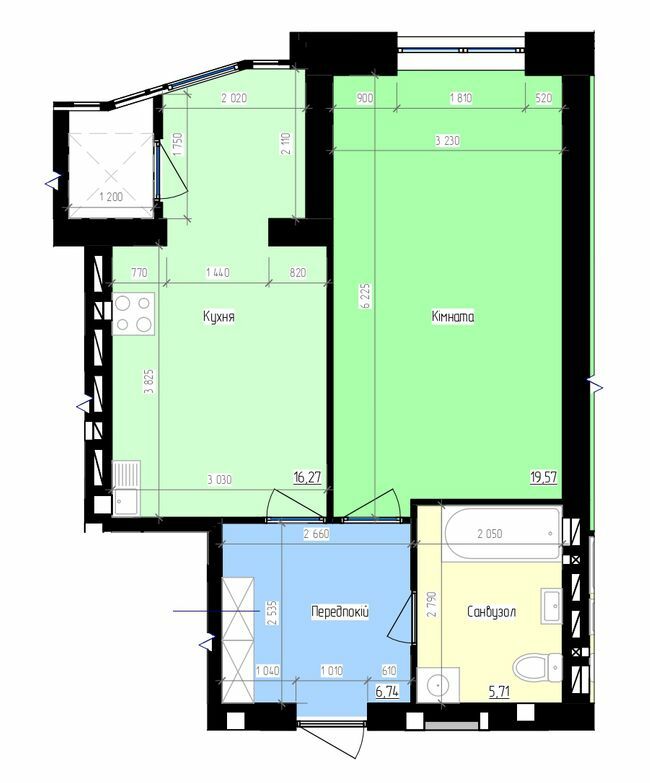 1-комнатная 48.29 м² в ЖК Престиж от 12 500 грн/м², г. Энергодар