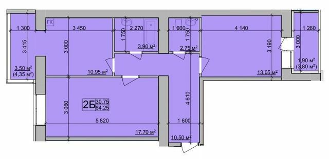 2-комнатная 64.25 м² в ЖК Зоря от 15 700 грн/м², Винница