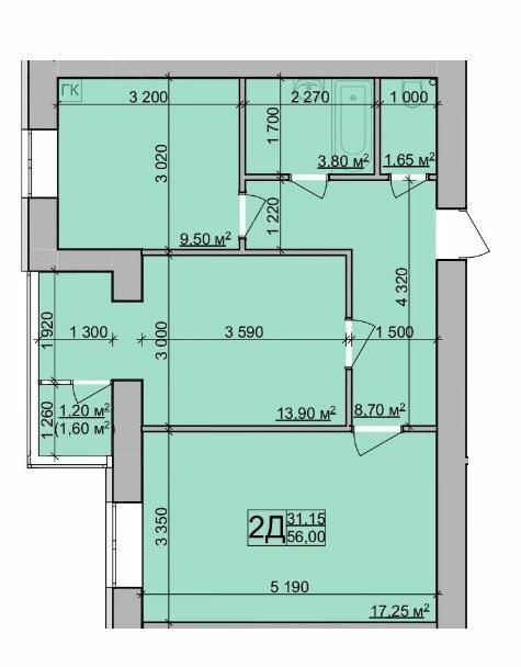 2-кімнатна 55.75 м² в ЖК Зоря від 15 700 грн/м², Вінниця