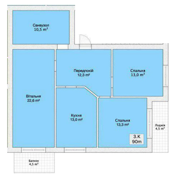 3-комнатная 90 м² в ЖК Княжий от 23 650 грн/м², Винница