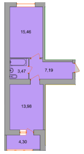 1-комнатная 44.4 м² в ЖК на ул. Академика Янгеля от 19 400 грн/м², Винница