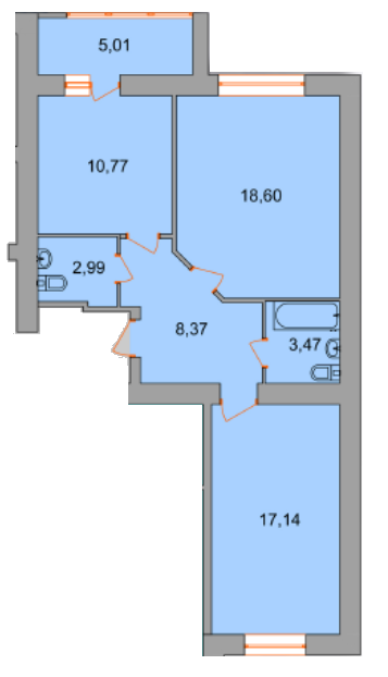 2-кімнатна 66.4 м² в ЖК на вул. Академіка Янгеля від 18 650 грн/м², Вінниця