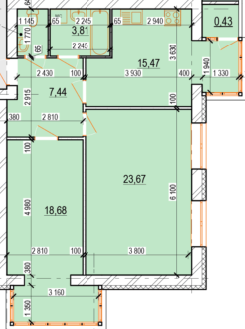 2-комнатная 71.41 м² в ЖК Перлина Поділля от застройщика, Винница