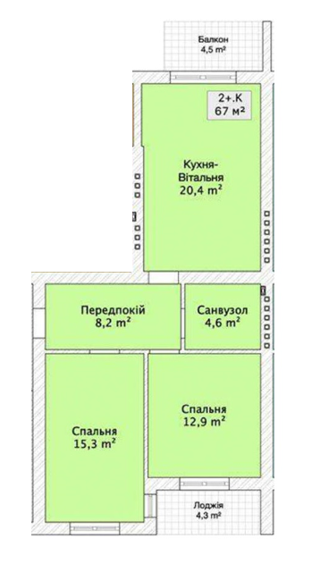 2-комнатная 67 м² в ЖК по пер. Сквозной, 31 от 23 050 грн/м², Винница