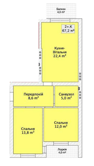 2-комнатная 67.2 м² в ЖК по пер. Сквозной, 31 от 21 400 грн/м², Винница