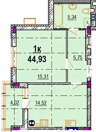 1-комнатная 44.93 м² в ЖК Родинний маєток от 19 500 грн/м², Винница