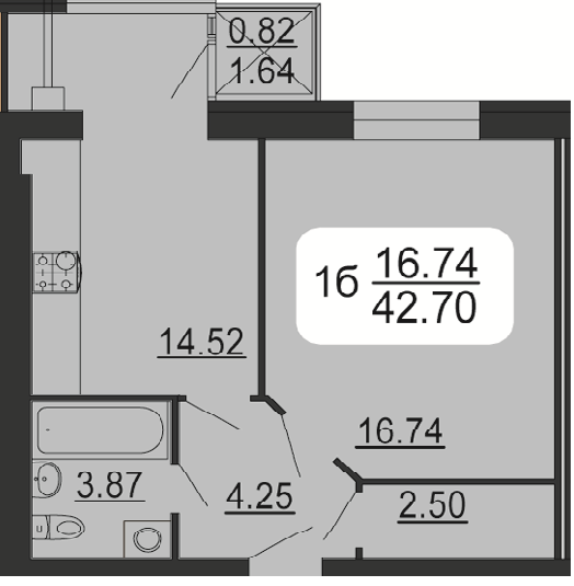 1-комнатная 42.7 м² в ЖК Семейный комфорт от 13 200 грн/м², Винница