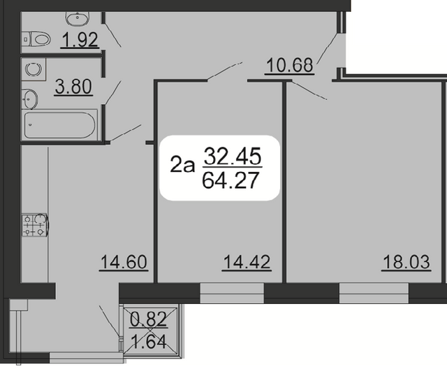 2-комнатная 64.27 м² в ЖК Семейный комфорт от 12 150 грн/м², Винница