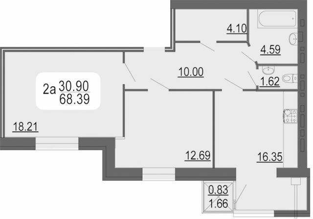 2-кімнатна 68.39 м² в ЖК Сімейний комфорт від 12 150 грн/м², Вінниця