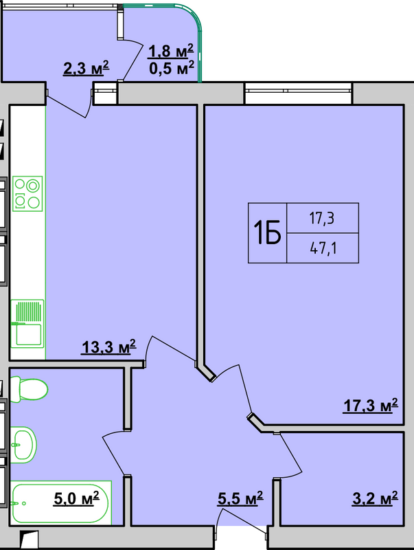 1-кімнатна 47.1 м² в ЖК Учительський від 14 950 грн/м², Вінниця