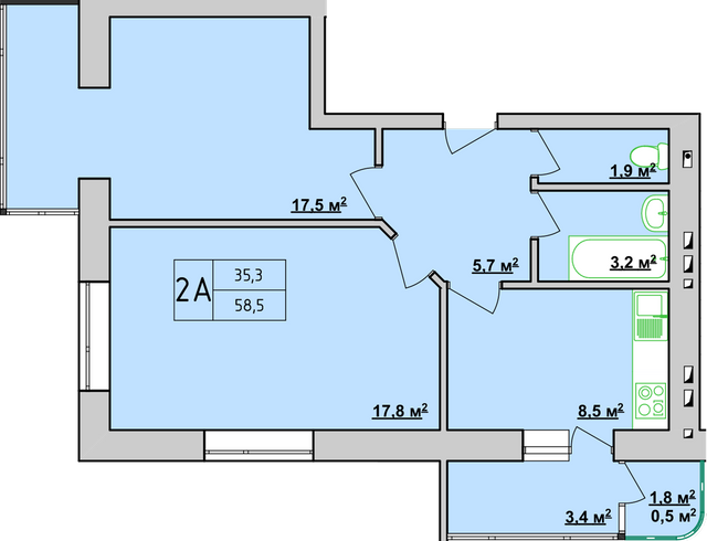 2-кімнатна 58.5 м² в ЖК Учительський від забудовника, Вінниця