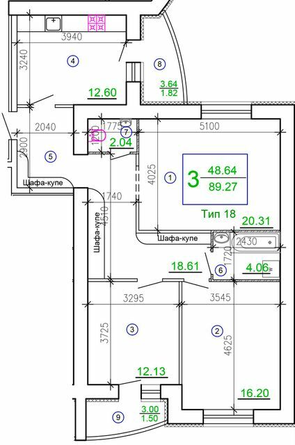 3-комнатная 89.27 м² в ЖМ Подолье от 18 800 грн/м², Винница