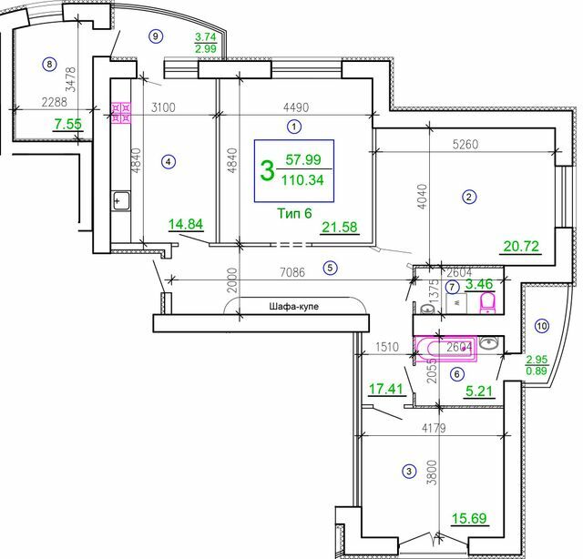 3-комнатная 110.34 м² в ЖМ Подолье от 18 800 грн/м², Винница