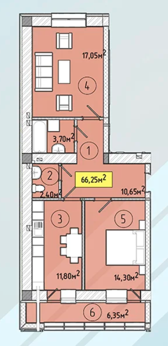 2-кімнатна 66.25 м² в ЖК Modern від 19 700 грн/м², Ужгород