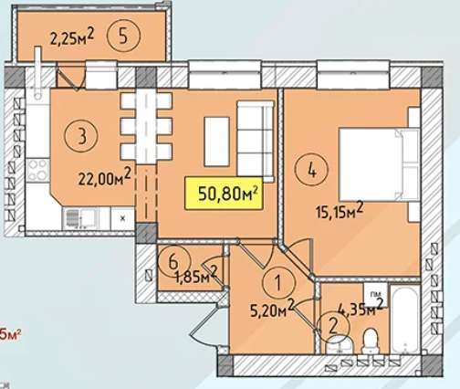 2-комнатная 50.8 м² в ЖК Modern от 18 600 грн/м², Ужгород