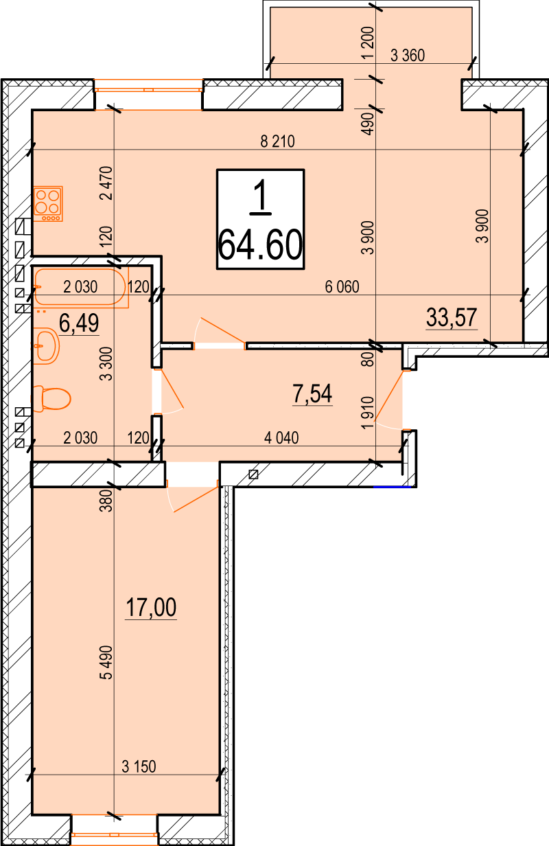 1-кімнатна 64.6 м² в ЖК Маєток Боздош від 16 400 грн/м², Ужгород