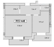 1-кімнатна 39.53 м² в ЖК Паннонія від 27 200 грн/м², Ужгород