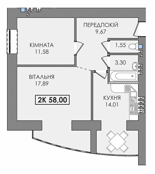 2-комнатная 58 м² в ЖК Городок Соборный от 11 500 грн/м², Ивано-Франковск