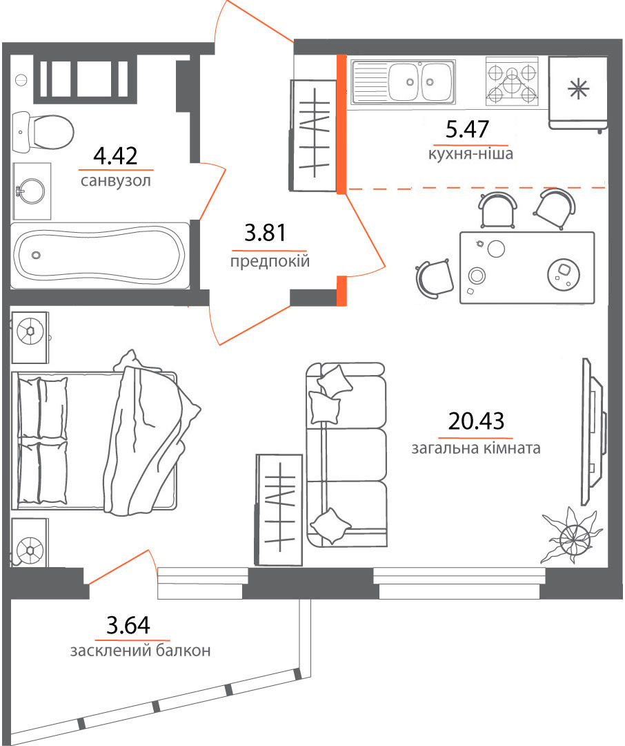 1-кімнатна 37.04 м² в ЖК Welcome Home на Стеценка від 30 000 грн/м², Київ