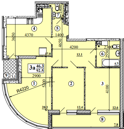 3-комнатная 92.5 м² в КД на ул. Дмитриевская, 60/19 от 35 000 грн/м², Киев