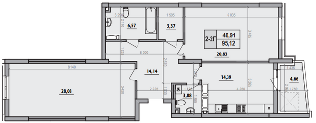 2-комнатная 95.12 м² в ЖК Русановская Гавань от 28 700 грн/м², Киев