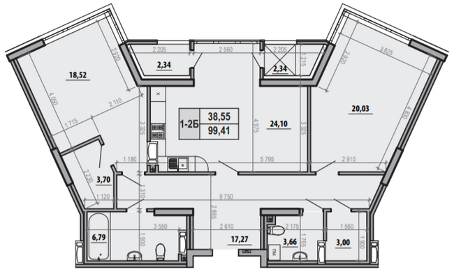 2-комнатная 99.41 м² в ЖК Русановская Гавань от 28 700 грн/м², Киев