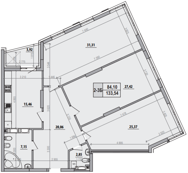 3-комнатная 133.54 м² в ЖК Русановская Гавань от 36 000 грн/м², Киев