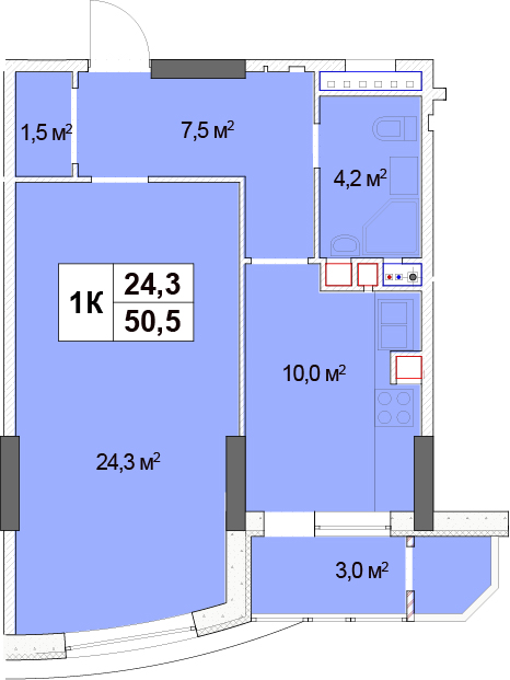 1-комнатная 50.5 м² в ЖК Solo Park от 42 250 грн/м², Киев