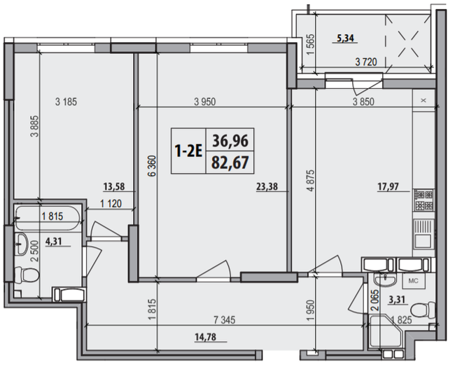 2-комнатная 82.67 м² в ЖК Русановская Гавань от 28 700 грн/м², Киев