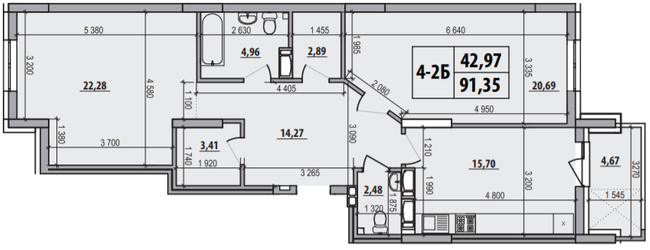 2-кімнатна 91.35 м² в ЖК Русанівська Гавань від 28 700 грн/м², Київ