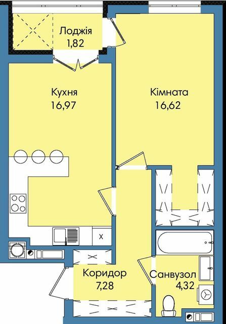 1-комнатная 47.01 м² в ЖК Washington City от 23 000 грн/м², Львов