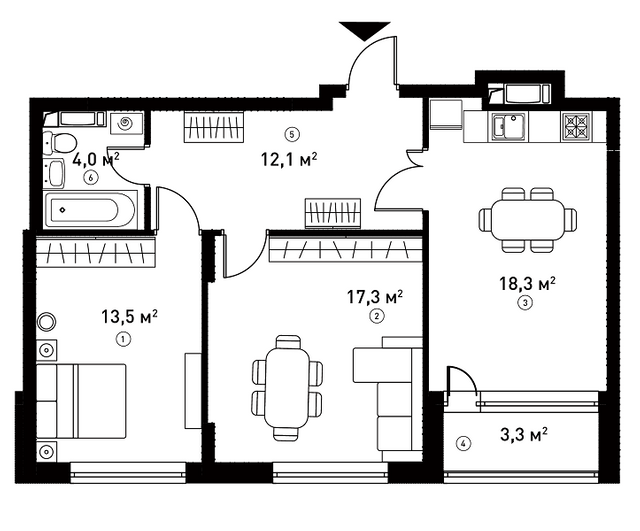 2-кімнатна 68.5 м² в ЖК V квартал (П'ятий квартал) від 19 200 грн/м², Київ